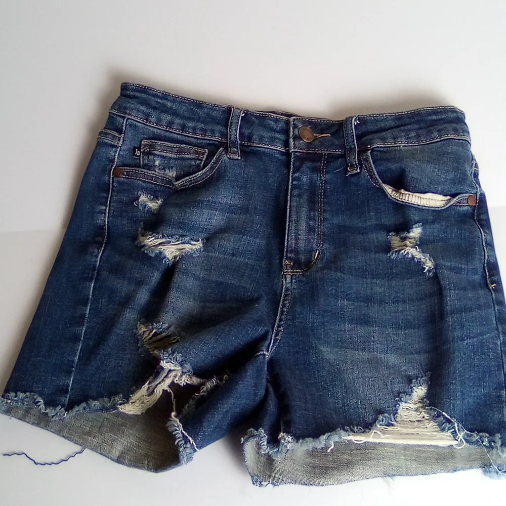 JUDY Blue Distressed Denim Shorts SIZE MEDIUM - Picture 5 of 7